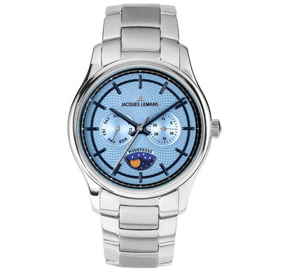 Jacques Lemans, Herrenarmbanduhr 1-2213N, Edelstahl, Mondphase ,NEU