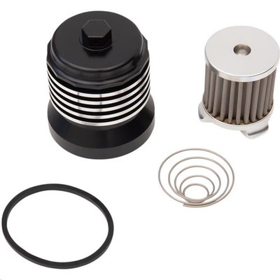 PC Racing Flo Spin On Stainless Steel Oil Filter - Black with Polished PCS4BC