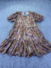 NWOT Saltwater Luxe Women’s Dress Size Small Purple Brown Floral Sheer Lined