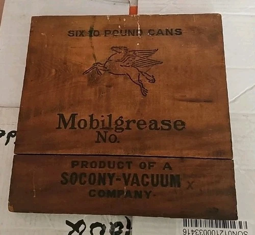 vintage 1930's gargoyle mobiloil vacuum oil wood create box mobile sign One Side