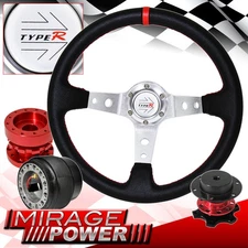 Quick Release + Deep Dish Black Steering Wheel + Hub Extender For 89-98 Maxima