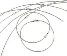 Pawfly 5 Inch/10 Inch Wire Keychain Cable Large Stainless Steel Key Silver 