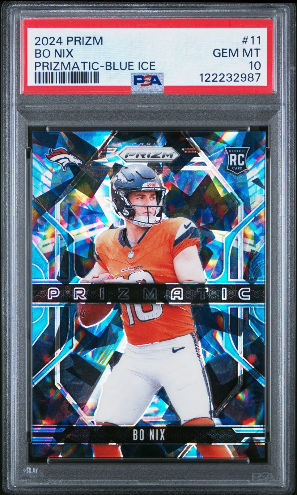 Bo Nix Panini Prizm Prizmatic #11 Blue Ice