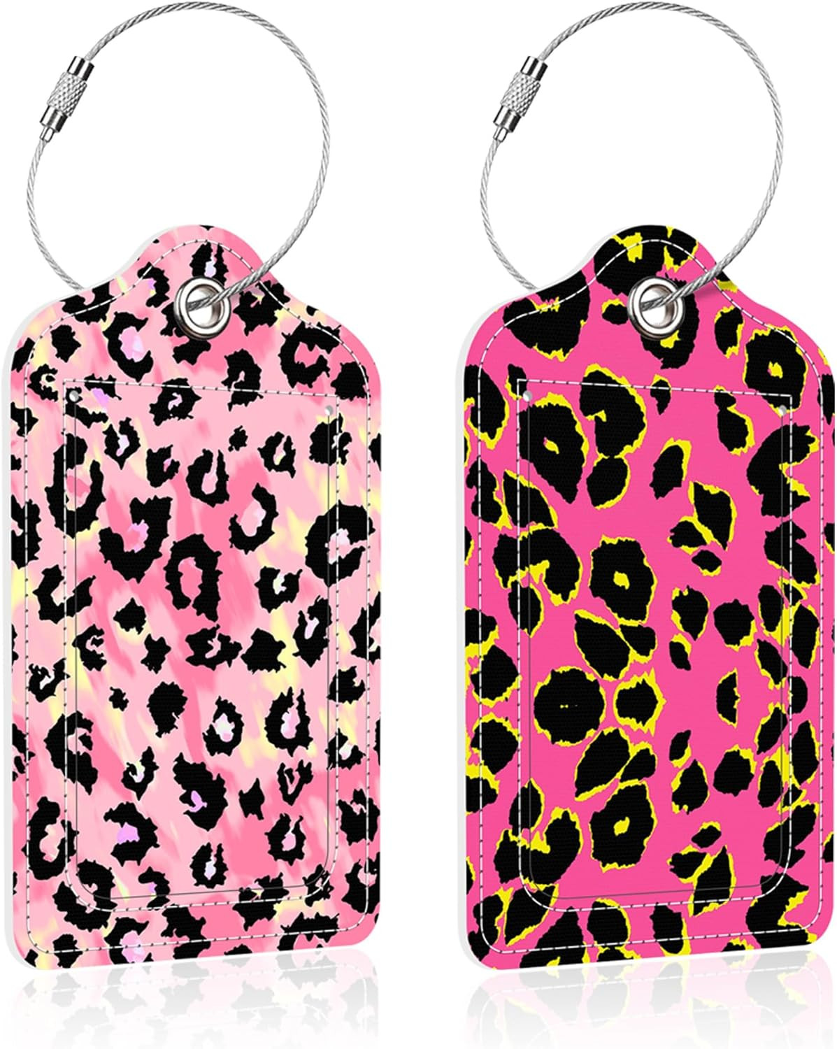 Tag For Suitcase,pink Leopard Print Pu Leather Suit