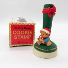 Vintage Giftco 3D Teddy Bear Christmas Cookie Stamper Ceramic Cutter Santa Press