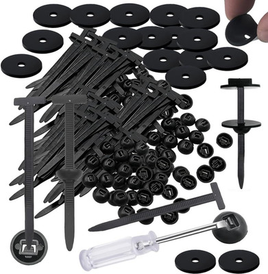 170PCS Reusable Universal Nylon Cable Tie Buckle Zip Tie for Car Fixbind Clips,A