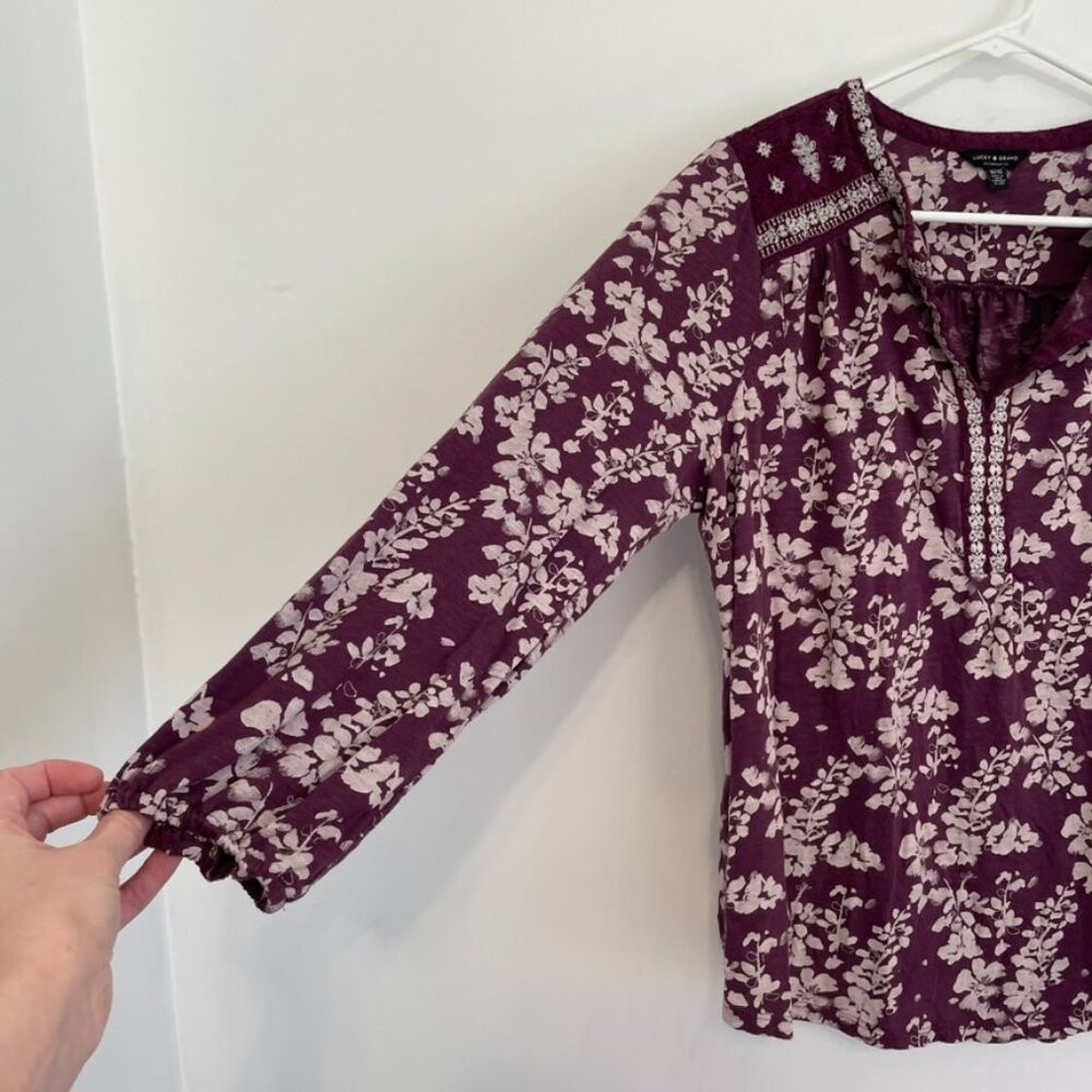 LUCKY BRAND Plus Size Split Neck Embroidered Peas… - image 11