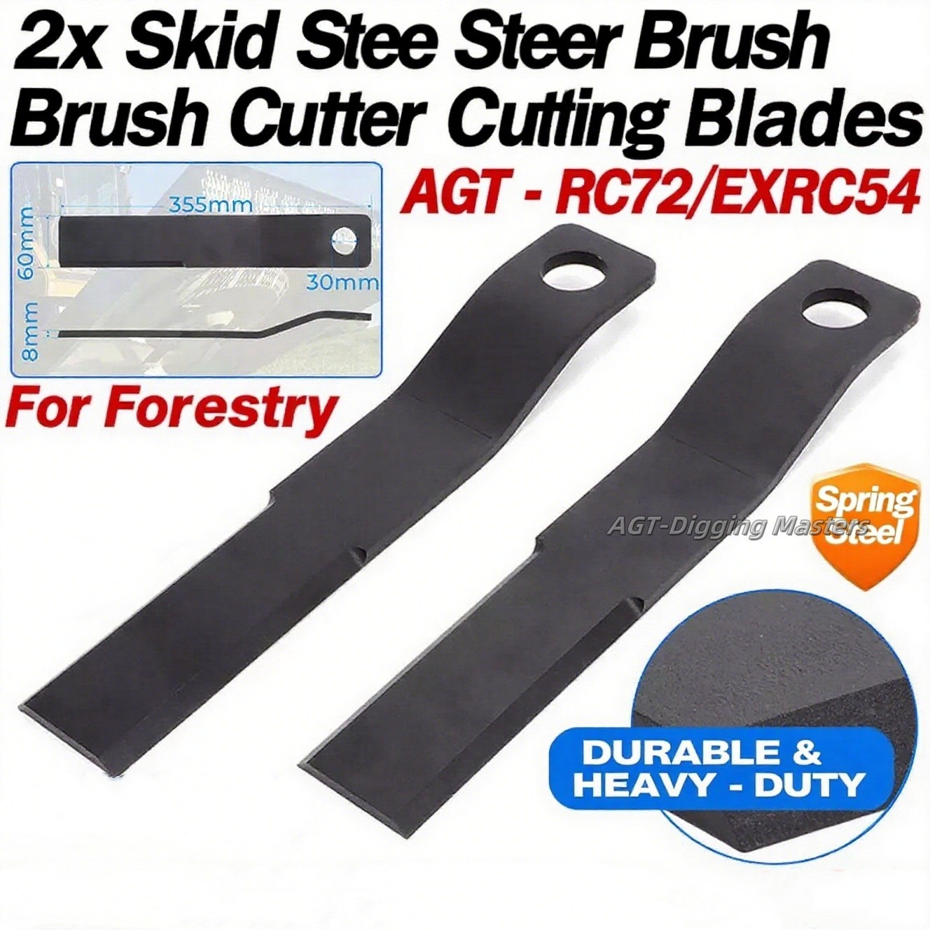 X2 AGT RCBLD Mower Rotary Grass Cutter Steel Blades For AGT Skidsteer Brush Hog