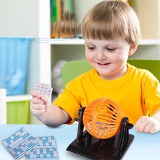 _Bingo Game Set Traditional Family Party Game Play Includes Round Cage 90 Number