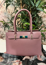 Borsa con cinturino donna ragazza Clelia vera pelle rosa antico