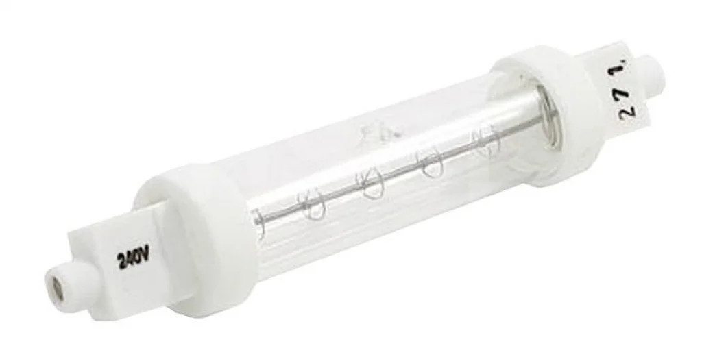 Clear 500w 240v 220mm Infra Red R7S Jacketed Catering Lamp Prolite