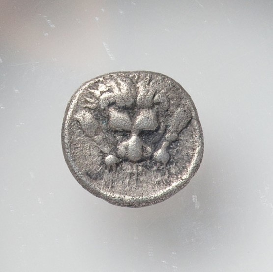 MYLASA, CARIA Lion Roars 420BC NGC Choice Hemiobol Ancient Silver