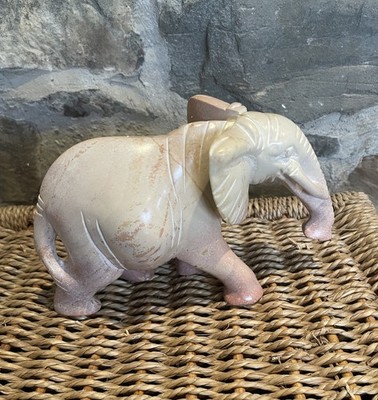 Speckstein Elefant (Stamm unten) handgeschnitzt 20 cm (8 Zoll)