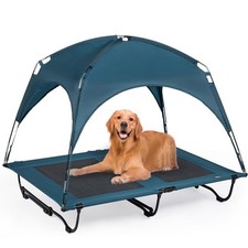 47 Inch Elevated Cooling Large Dog Bed with Removable Canopy, Raised Beds for...