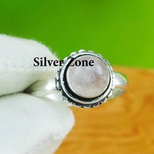 Rose Quartz Gemstone 925 Sterling Silver Handmade Jewelry Ring Size 5 to 13