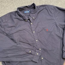 Polo Ralph Lauren Shirt Mens 4XLT Navy Blue Oxford Cotton Button Down Pony