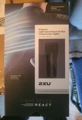 2XU Womans Light Speed React Hi-Rise Compression Tights SMALL New Black reflect