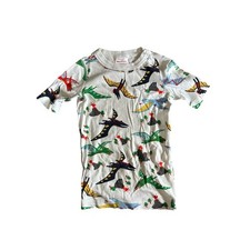 Hanna Andersson White Dinosaur Print Short Sleeve Pajama Top Boy's Sz 8