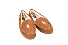 Polo Ralph Lauren Dezi V Moccasin Shoes Womens Size 9 Brown Slippers Faux Fur