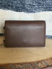 DE COLECCIÓN COACH CARTERA MONEDERO LLAVERO DOBLE PLIEGUE ESTUCHE DE MONEDAS IDENTIFICACIÓN CUERO marrón caoba Y2K