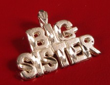 FANCY BIG SISTER SOLID STERLING SILVER 925 SIBLING PENDANT CLASSY FLASHY  