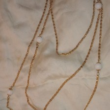 Vintage Signed Goldette 3 Strand Faux Pearl Necklace Victorian Revival