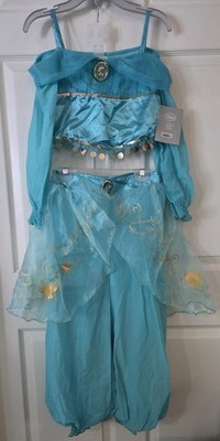 Disney Store Jasmine Costume Size 7/8 Medium Aladdin Turquoise Harem Bandeau Nwt