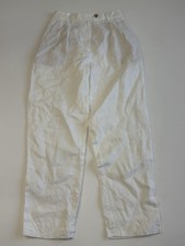 Massimo Dutti White Linen Pleated Trousers Pants Sz 2 EU 34