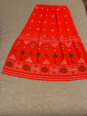 Sofia Vergara Midi Skirt Womens M Red Orange Embroidered