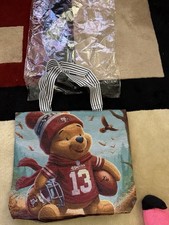 Disney Winnie The Pooh & NFL 49ers Large Tapestry Tote Shopping Bag Brand New
