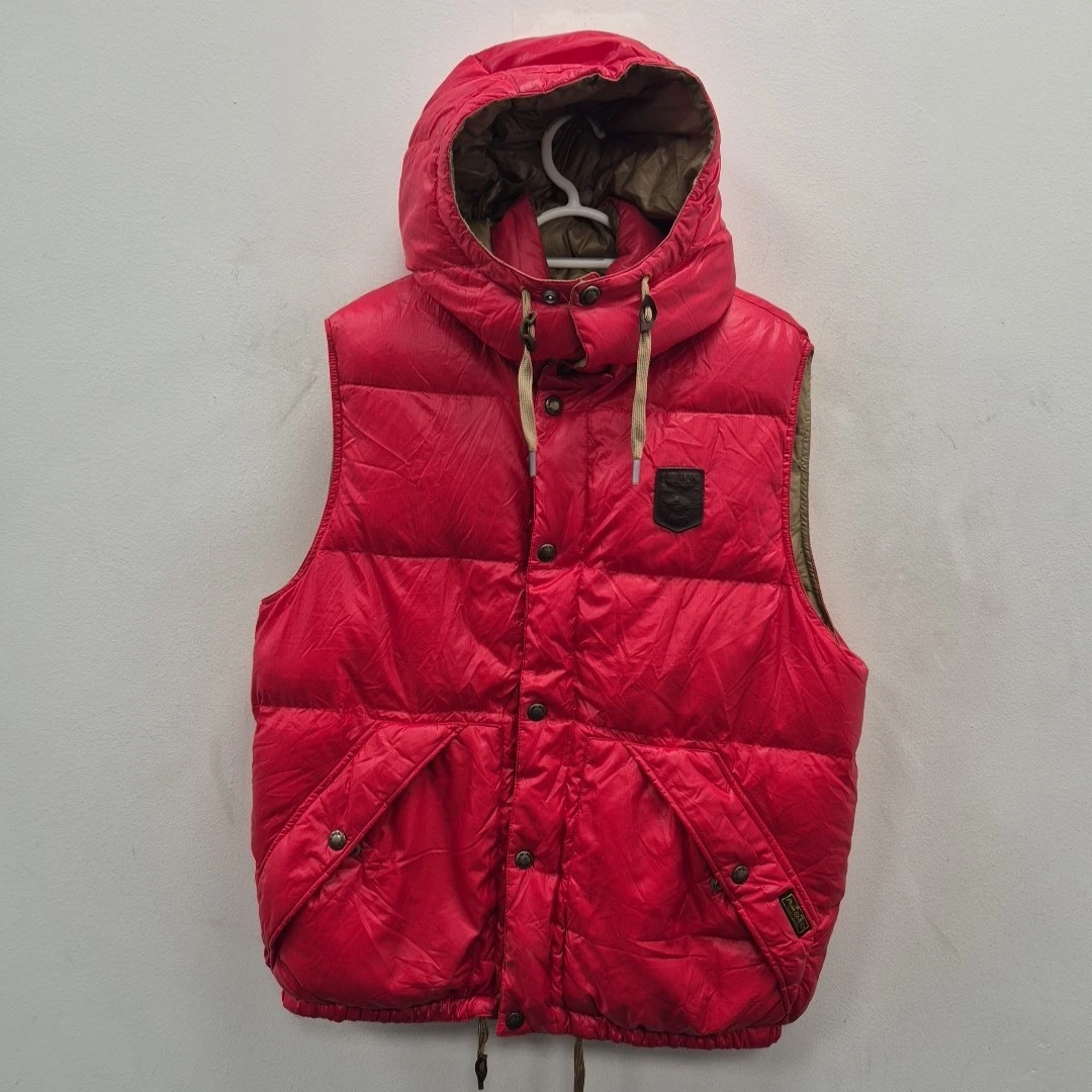 Ralph Lauren Polo Down Red Padded Puffer Hooded Crest Logo Vest Gilet Medium