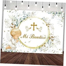 Mi Bautizo Backdrop Greenery God Bless First Holy Communion Party 7x5ft