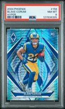 Blake Corum 2024 Panini Phoenix Hyper #158 RC PSA 8