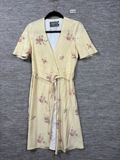 Reformation Floral Satin Wrap Midi Dress Womens Small Yellow  Belted V-Neck
