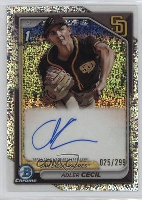 2024 Bowman Chrome Prospect Speckle Refractor /299 Adler Cecil #CPA-CA Auto 0w3