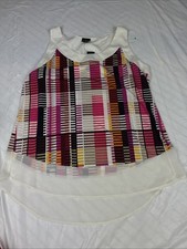 Worthington Women  s Color Block Tank Top Lined Sleeveless T-Back Blouse Size XL