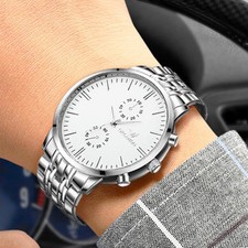 ORLANDO Fashion Mens Stainless Steel Wrist Watch Business Analog Quartz Watches