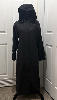 London Fog Women's Petite 12 Black Trench/Maxi Coat Pockets Soft Shell Classic