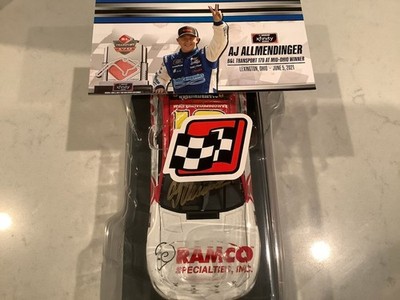 AJ ALLMENDINGER AUTOGRAPHED 2021 RAMCO SPECIALTIES MID-OHIO WIN DIECAST & CARD