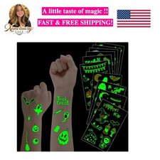 20 Sheets Halloween Temporary Tattoos for Kids, Glow in Dark Tattoo Stickers ...