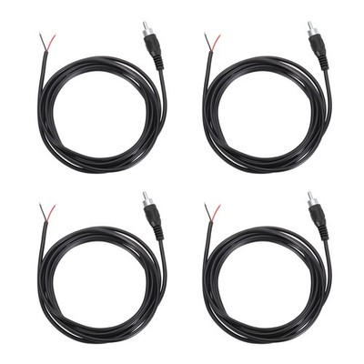 6,6FT RCA-Kabel für Lautsprecher mit Blankdraht, schwarzer Stecker, 4er Pack