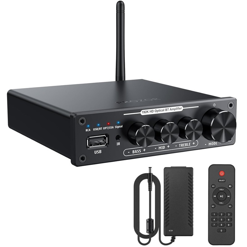 PROZOR Audio Bluetooth Amplifier 100WX2 Optical Coaxial RCA 192kh HiFi (PRR027)