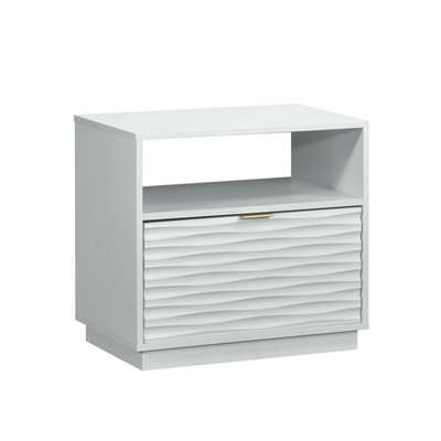 Coastal Night Stand with Sliding Drawer Open Shelf Bedroom Storage Cabinet
