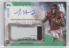 2015 Topps Inception Green 28/125 Justin Hardy #AJP-JHA Jumbo Patch Auto 0g4