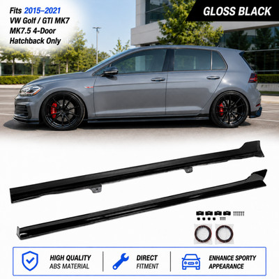For 15-21 VW Golf GTI MK7 MK7.5 4DR GT Style Gloss Black Side Skirt Extension