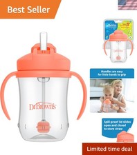 Milestones Baby's First Straw Cup, Coral - 9oz Training Cup for Easy Sipping