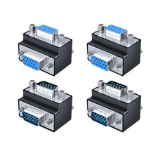 SVGA VGA D-Sub 15 Pin Male To Female 90  Right Angle Adapter Monitor Connector