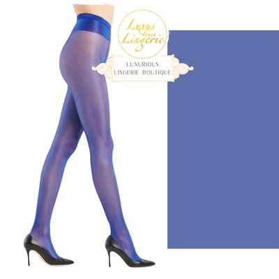 NEON 40 TIGHTS Wolford M dust blue blau Strumpfhose viel Glanz Schimmer tempest