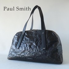 Beautiful Paul Smith Thick Leather Boston Bag Wrinkled Black All Leather
