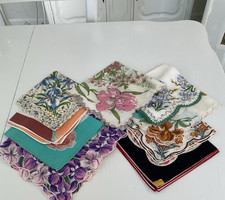 Vintage HANKIE HANDKERCHIEF LOT OF 9 - ALL ABOUT IRIS
